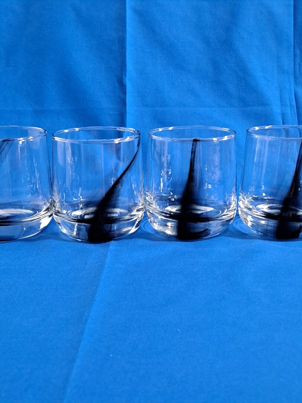 Set 4 Royal Norfolk BLACK SWIRL Whiskey GLASS Double Old Fashioned Mediterranean